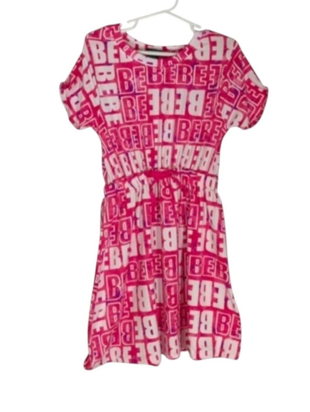 Bebe Pink & White A-Line Dress Girls Size 7
